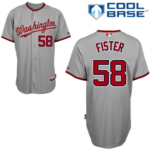 Doug Fister #58 MLB Jersey-Washington Nationals Men's Authentic Road Gray Cool Base Baseball Jersey